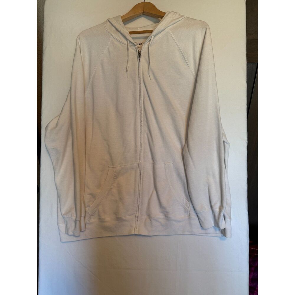 Pre-owned Just My Size Womens SZ 4X White Zippered w/drawstring hood